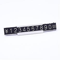 Noir Nombre plastique et unité monétaire pour quoteprice, avec cadre en laiton, noir, 97x12 mm, cadre en laiton: 8 pcs / boîte, nombre et unité monétaire: 19 sets / box
