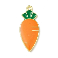 Orange Foncé Crémaillère placage pendentifs en émail d'alliage, or et de lumière, charmes de carotte, orange foncé, 29.5x16.5x2mm, Trou: 1.6mm