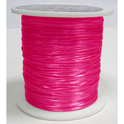 Rosa Oscura Cuerda de cristal elástica plana, hilo de cuentas elástico, para hacer la pulsera elástica, teñido, de color rosa oscuro, 0.8 mm, aproximadamente 65.61 yardas (60 m) / rollo