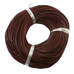 Шоколадный Кожаный шнур бисером, натуральной кожи, DIY ожерелье делая материал, цвет шоколада, 3 мм, около 109.36 ярдов (100 м) / пачка