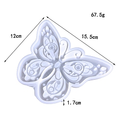 White Butterfly DIY Silicone Molds, Resin Casting Molds, For UV Resin, Epoxy Resin Jewelry Pendants Making, White, 120x155x17mm
