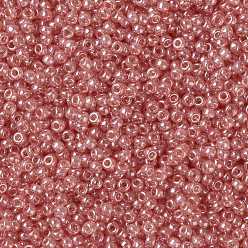 (RR3507) Lustre melocotón transparente Cuentas de rocailles redondas miyuki, granos de la semilla japonés, 8/0, (rr 3507) brillo de durazno transparente, 3 mm, agujero: 1 mm, Sobre 2111~2277 unidades / 50 g