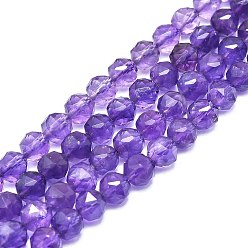Amethyst Natural Amethyst Beads Strands, Faceted, Round, 8mm, Hole: 1.2mm, about 46~48pcs/strand, 15.59 inch(39.6cm)
