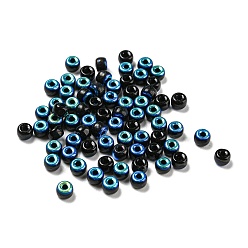 Cyan Glass Seed Beads, AB Color, Rondelle, Cyan, 4x3mm, Hole: 1.2mm 368pc/bag.