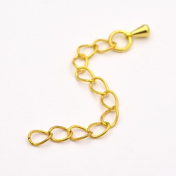 Золотой Латунные цепочки конца, золотые, 55~65 мм, Ссылки по теме: 4 мм в ширину, 5 мм длиной, толщиной 0.6 мм 