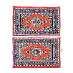 Roja Alfombras de seda en miniatura de estilo étnico, alfombra turca tejida, para la decoración de la casa de muñecas, Rectángulo, rojo, 100x160x1 mm