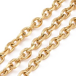 Golden 304 Stainless Steel Cable Chains, Diamond Cut Chains, Unwelded, Golden, 8x6x1.5mm