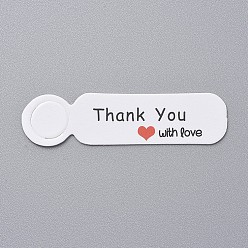 White Paper Gift Tags, Hange Tags, For Arts and Crafts, For Valentine's Day/Thanksgiving, Rectangle with Word Thank You with Love, White, 13x49.5x0.5mm, Hole: 9mm