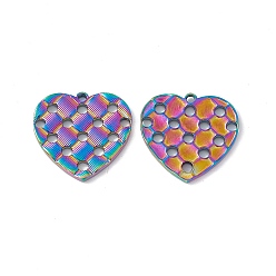 Rainbow Color Ion Plating(IP) 304 Stainless Steel Pendants, Heart Charms, Rainbow Color, 19.5x20x2mm, Hole: 1.2mm