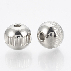 Stainless Steel Color 304 Stainless Steel Spacer Beads, Round, Stainless Steel Color, 4x3mm, Hole: 1.6mm