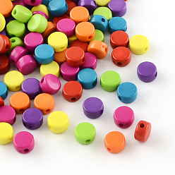 Color mezclado Granos de acrílico opaco ronda plana, color mezclado, 8x4.5 mm, Agujero: 2 mm, sobre 2195 unidades / 500 g