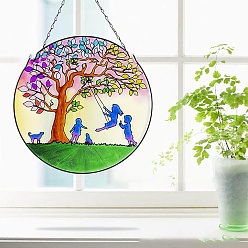 Разноцветный Акриловое дерево жизни подвесное украшение, для домашнего украшения стены окна дома, красочный, 160 мм