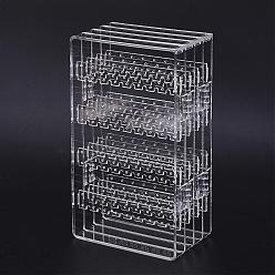 Clear Organic Glass Stud Earring Displays, Foldable Hanger Jewelry Display Stand, Double Sided, Rectangle, Clear, 12.5~30x2~7.5x22~52.5cm