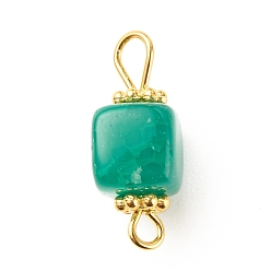 Sea Green Natural Agate Connector Charms, with Golden Plated Iron Findings, Cube, Sea Green, 17~18x7~7.5x6.5~7mm, Hole: 2~3.5mm