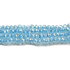 Light Sky Blue Transparent Baking Painted Glass Beads Strands, AB Color, Faceted, Round, Light Sky Blue, 2.5x2mm, Hole: 0.7mm, about 148~152pcs/strand, 12.05~12.36 inch(30.6~31.4cm)