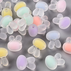 Couleur Mélangete Perles acryliques transparentes, givré, Perle en bourrelet, tête de lapin, couleur mixte, 15.5x12x9.5mm, Trou: 2mm, environ480 pcs / 500 g
