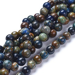 Chrysocolle Chapelets de perles chrysocolla naturelles , ronde, ronde, 6mm, Trou: 0.7mm, Environ 64 pcs/chapelet, 15.47 pouce (39.3 cm)