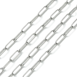 Stainless Steel Color 304 Stainless Steel Chains, Paperclip Chains, Drawn Elongated Cable Chains, Soldered, Stainless Steel Color, 10x3.5x0.8mm