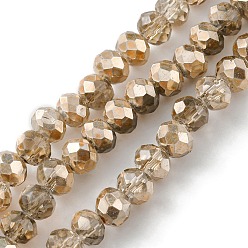Bronze Perles de verre rondelles à facettes peintes transparentes, tan, 3x2.5mm, Trou: 0.8mm, 180~185 pcs / chapelet, 17.5 pouce