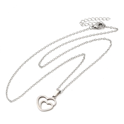 Heart 306 Stainless Steel Pendant Necklace for Women, Heart, 17.72 inch(45cm), pendants: 15.5x13.5mm.