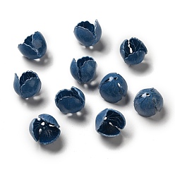 Marina Azul Casquillo del grano de la flor, para la fabricación de la joyería diy, azul marino, 13~15x11~13 mm, agujero: 1~1.4 mm