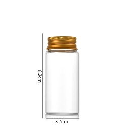 Золотой Четкие стеклянные бутылки шарик контейнеры, Пробирки для хранения шариков с завинчивающейся крышкой и алюминиевой крышкой, колонка, золотые, 3.7x8 см, емкость: 60 мл (2.03 жидких унций)