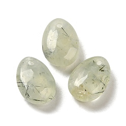 Prehnite Natural Prehnite Teardrop Charms, for Pendant Necklace Making, 14x10x6mm, Hole: 1mm