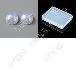 White BENECREAT ABS Plastic Beads, Half Drilled, Half Round, White, 12x5.7mm, Hole: 1.4mm, 20pcs/box