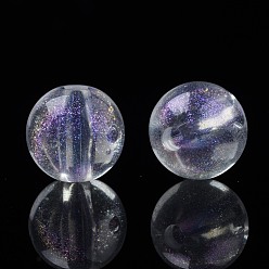 Clear Transparent Acrylic Beads, Glitter Powder, Round, Clear, 9.5x9mm, Hole: 2mm, about 940pcs/500g
