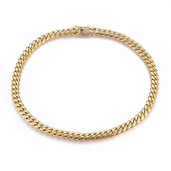 Golden 304 Stainless Steel Curb Chain Necklaces, with Rhinestones, Golden, 23.62 inch(60cm), 12mm