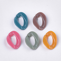 Mixed Color Opaque Acrylic Linking Rings, Quick Link Connectors, For Curb Chains Making, Twist, Mixed Color, 22x16.5x5.5mm, Inner Measure: 12x6mm