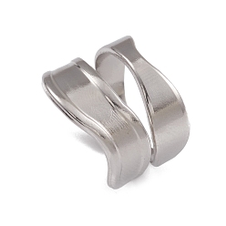 Color de Acero Inoxidable 304 anillos abiertos de acero inoxidable con ondas torcidas para mujer, color acero inoxidable, tamaño de EE. UU. 6 (16.5 mm)