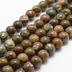 Coloré Rhyolite naturelle brins de perles de jaspe, ronde, colorées, 6mm, Trou: 1mm, Environ 61 pcs/chapelet, 14.9 pouces ~ 15.1 pouces