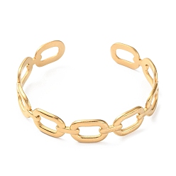 Золотой 304 полые овальные браслеты-манжеты из нержавеющей стали, золотые, внутренний диаметр: 2-1/8 дюйм (5.5 см)