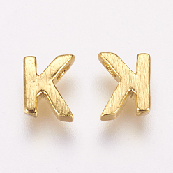 Letter K Charmes en laiton, réel 18 k plaqué or, letter.k, 6x5x2mm, Trou: 1mm