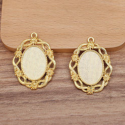 Golden Alloy Pendant Cabochon Settings, Oval, Golden, tray: 18x25mm, 44x33mm