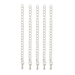 Platinum Brass Chain Extenders, with Teardrop Charms, Platinum, 65~70x3x1.5mm, Hole: 3x2mm