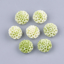 Vert Jaune Perles de corail synthétiques, teint, fleur de lotus, vert jaune, 15x16x9.5mm, Trou: 1.4mm