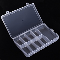 Claro Contenedor de almacenamiento de cuentas de plástico, 9 cajas organizadoras de compartimentos, Rectángulo, Claro, 24.5x14.5x3.5 cm, compartimento: 14x6.5x3 cm y 6.8x3.7x3 cm