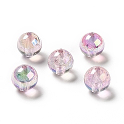 Cardo Perlas de acrílico iridiscentes arcoíris transparentes chapadas en uv, perlas de brillo, rondo, cardo, 15.5~16x15.5 mm, agujero: 2.6~2.7 mm