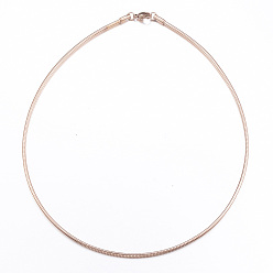 Rose Gold Casual Style 304 Stainless Steel Snake Chain Choker Necklaces, with Lobster Claw Clasps, Rose Gold, 17.7 inch(45cm)