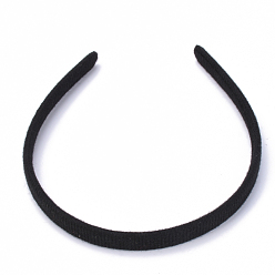Black Hair Accessories Plain Plastic Hair Band Findings, No Teeth, with Velvet, Black, 122mm, 13mm