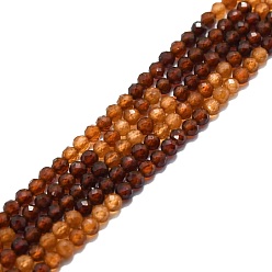 Garnet Natural Garnet Beads Strands, Faceted, Round, 4mm, Hole: 0.8mm, about 108pcs/strand, 15.16''~15.55''(38.5~39.5cm)