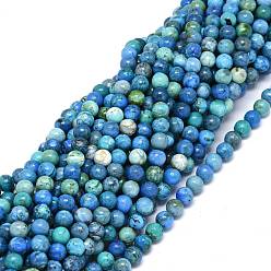 Chrysocolla Natural Chrysocolla Beads Strands, Round, 6~6.5mm, Hole: 0.8mm, about 66pcs/strand, 15.55 inch(39.5cm)