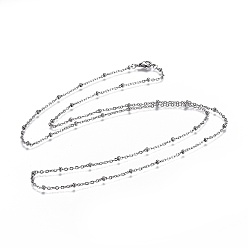 Stainless Steel Color 304 Stainless Steel Cable Chain Necklaces, Stainless Steel Color, 30.70 inch(78cm), beads: 2.5~3x1.5mm