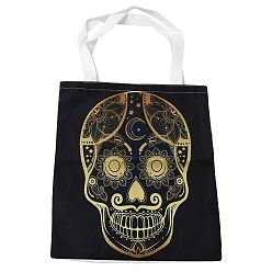Skull Canvas Tote Bags, Reusable Polycotton Canvas Bags, for Shopping, Crafts, Gifts, Skull, 59cm