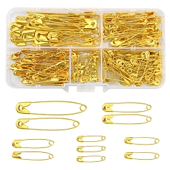 Golden 00#~4# 200Pcs 6 Style Iron Safety Pins Sets, Golden, 22~55x4.8~11.5mm, pin: 0.4~0.8mm