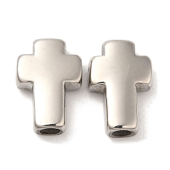 Stainless Steel Color 304 Stainless Steel Beads, Cross, Stainless Steel Color, 14~15x10x4mm, Hole: 2.7mm