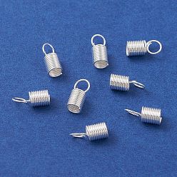 Silver Iron Cord End, Coil Cord End, Silver, 10x4.5mm, Hole: 3.5mm, Inner Diameter: 3.5mm
