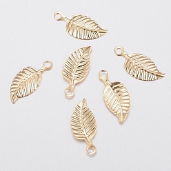 Golden 304 Stainless Steel Charms, Leaf, Golden, 14.5x6x0.5mm, Hole: 1.2mm